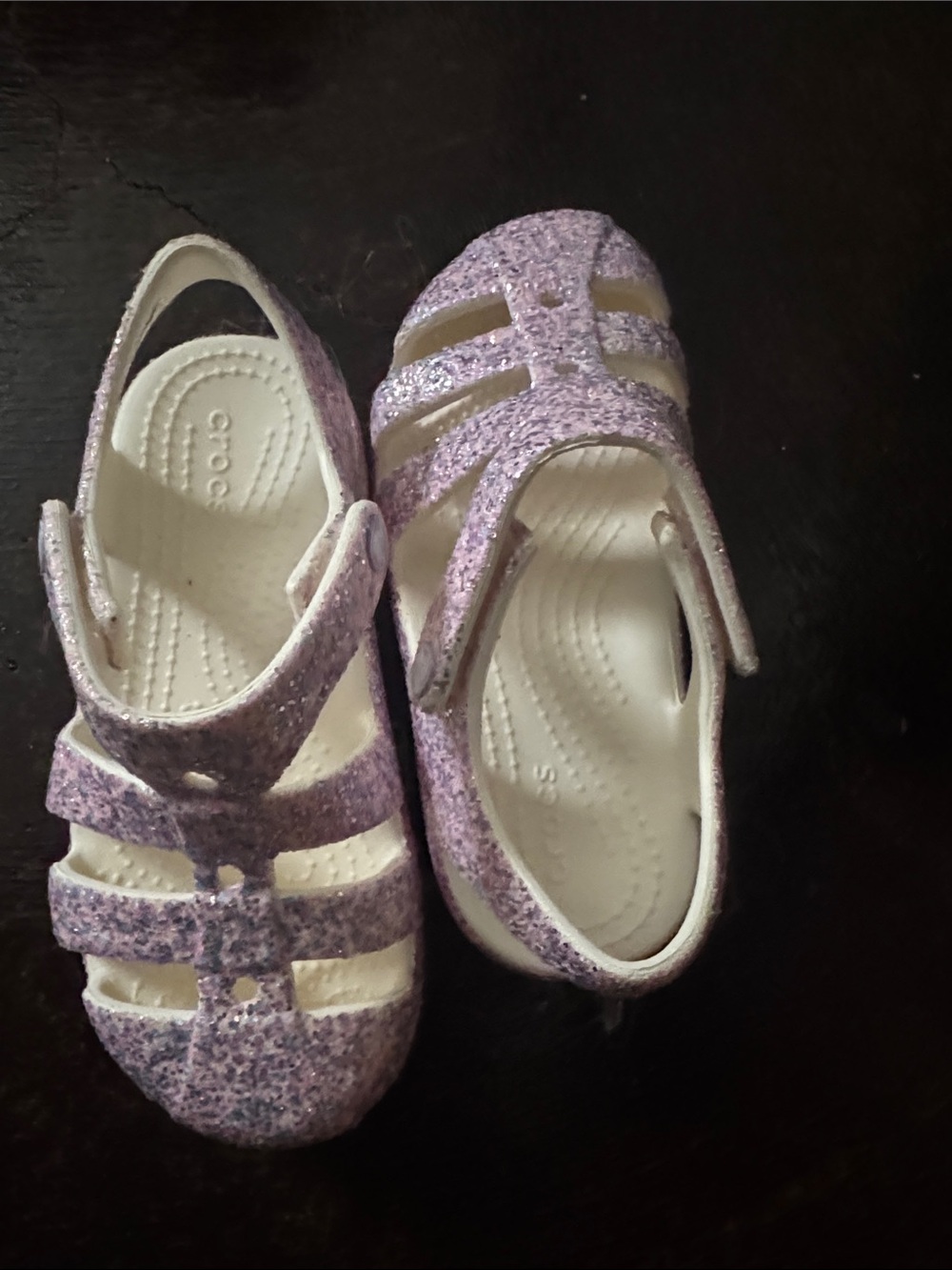 CROCS Kids Glitter Jelly Sandals in Lilac Purple